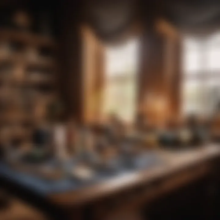 Various sewing tools and materials neatly arranged
