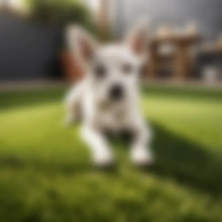 Dog deciding whether to poop on artificial grass