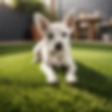 To Poop or Not To Poop: A Canine Dilemma Dog deciding whether to poop on artificial grass