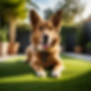 Canine Comfort on Artificial Turf Dog happily using artificial grass as potty area