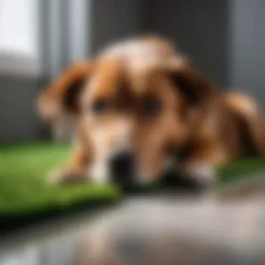 Canines Sniffing Out the Best Spot Dog sniffing artificial grass for bathroom break