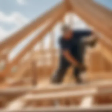 Craftsmanship in Dormer Roof Construction Skilled carpenter working on dormer roof framework