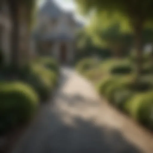 Lush vegetation surrounding a well-designed driveway swale