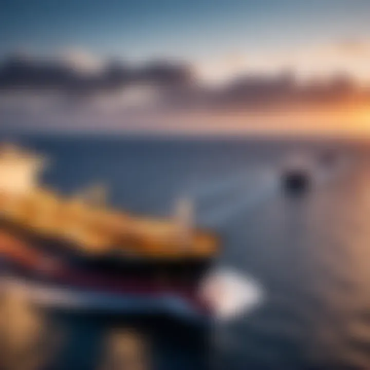 Fuel tanker refueling a container ship at sea