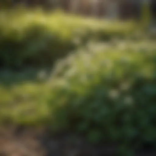 Close-up of clover leaves in a lawn