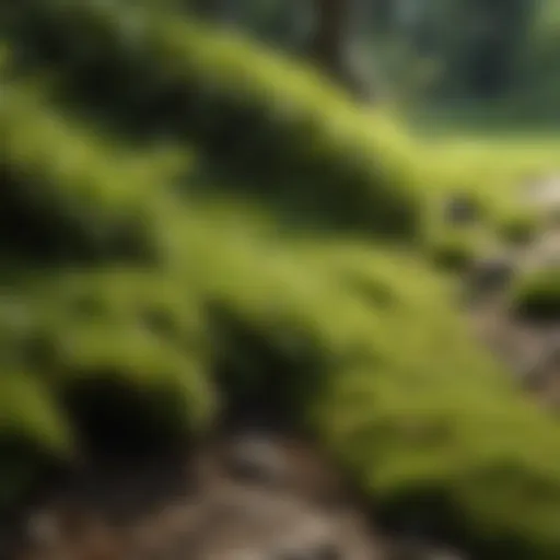 Lush green lawn with patches of moss
