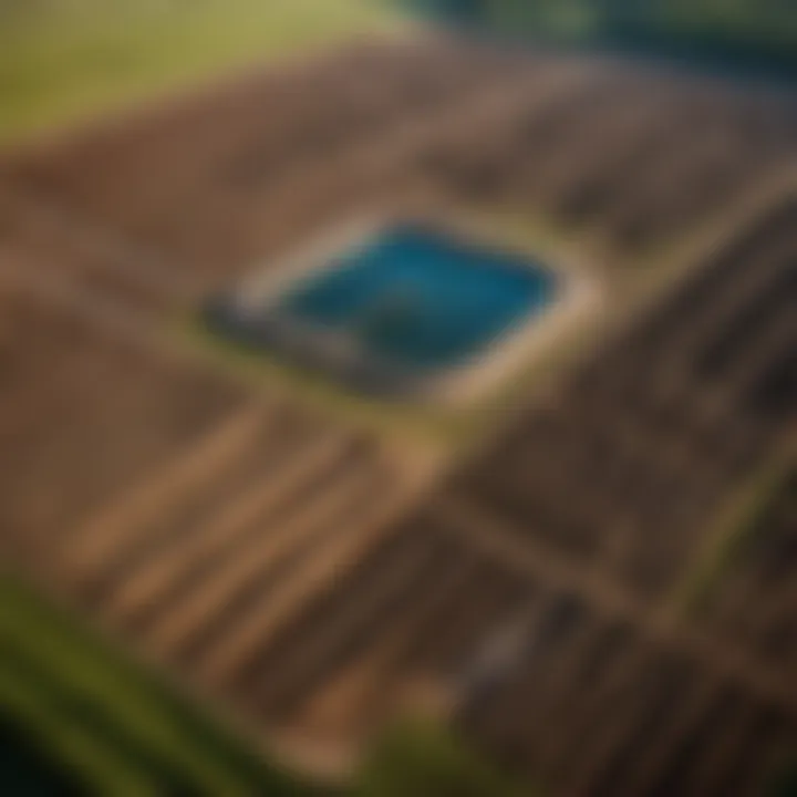 Aerial view of a properly constructed drain field