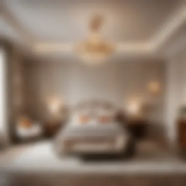 Stylish Bedroom Enhanced by Double Crown Moulding Double crown moulding accentuating a stylish bedroom design