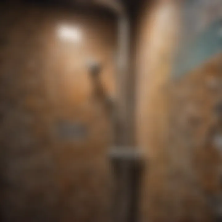 Elegant granite walk-in shower with intricate mosaic accents