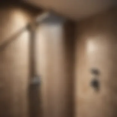 Stylish granite walk-in shower featuring rainfall showerhead