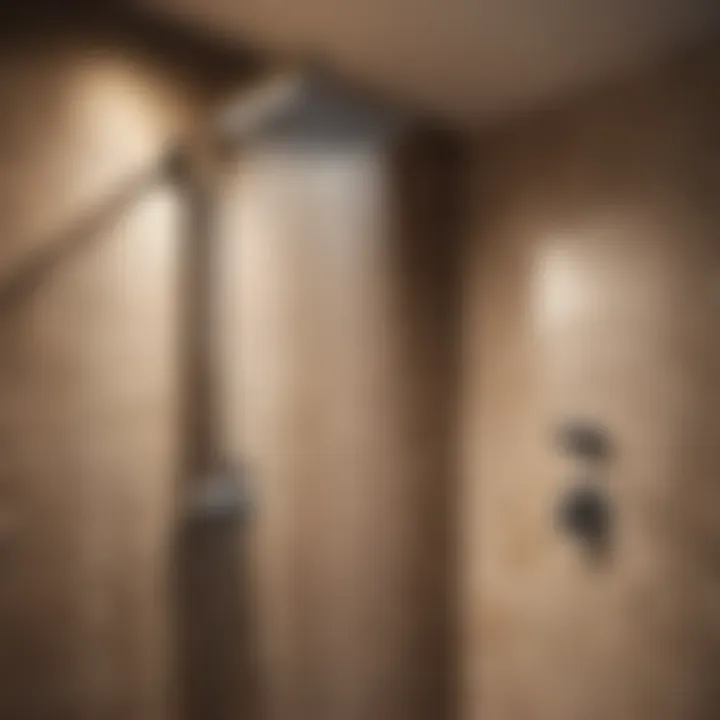 Stylish granite walk-in shower featuring rainfall showerhead