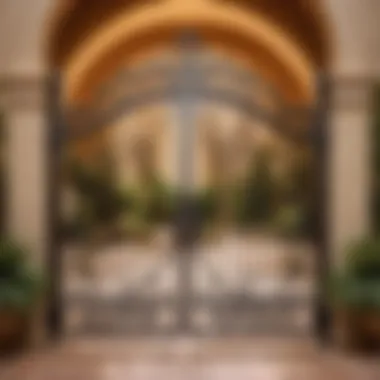 Regal Display of the 20-Foot Wrought Iron Gate 20-foot wrought iron gate in regal setting