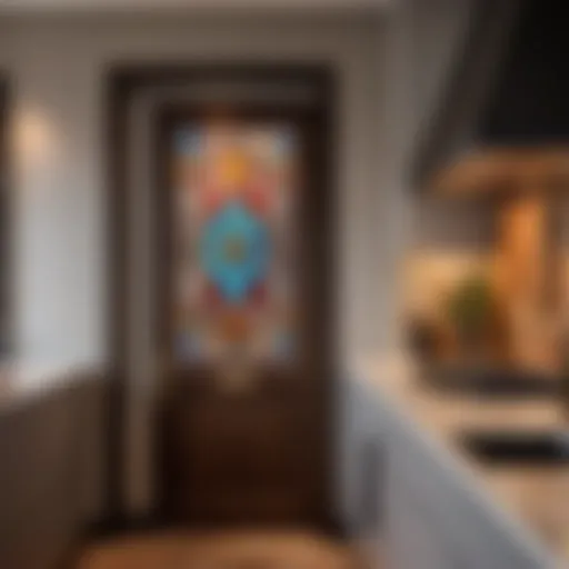 Elegant kitchen back door with stained glass panel
