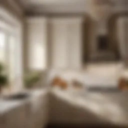 Elegant neutral tone wall color with white kitchen cabinets