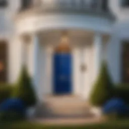 Elegant White House with a Royal Blue Front Door