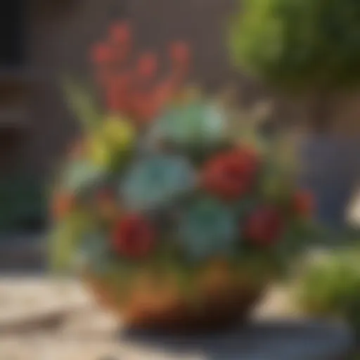 Sculptural succulent arrangement adds modern elegance to front yard