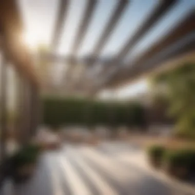 Elevated view of modern permanent pergola