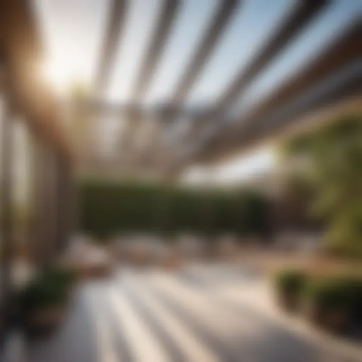 Elevated view of modern permanent pergola