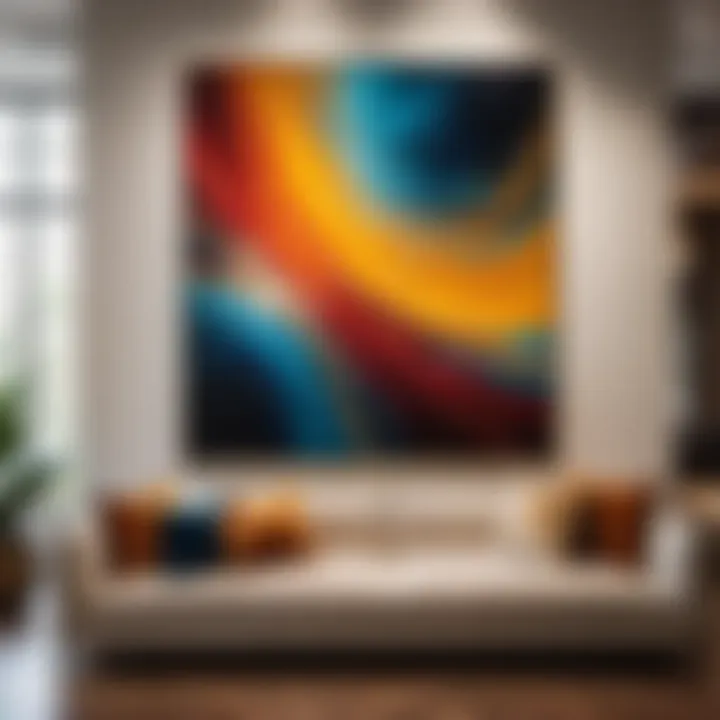 Abstract art piece in modern foyer setting