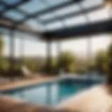 Luxurious swimming pool with a sleek screen enclosure