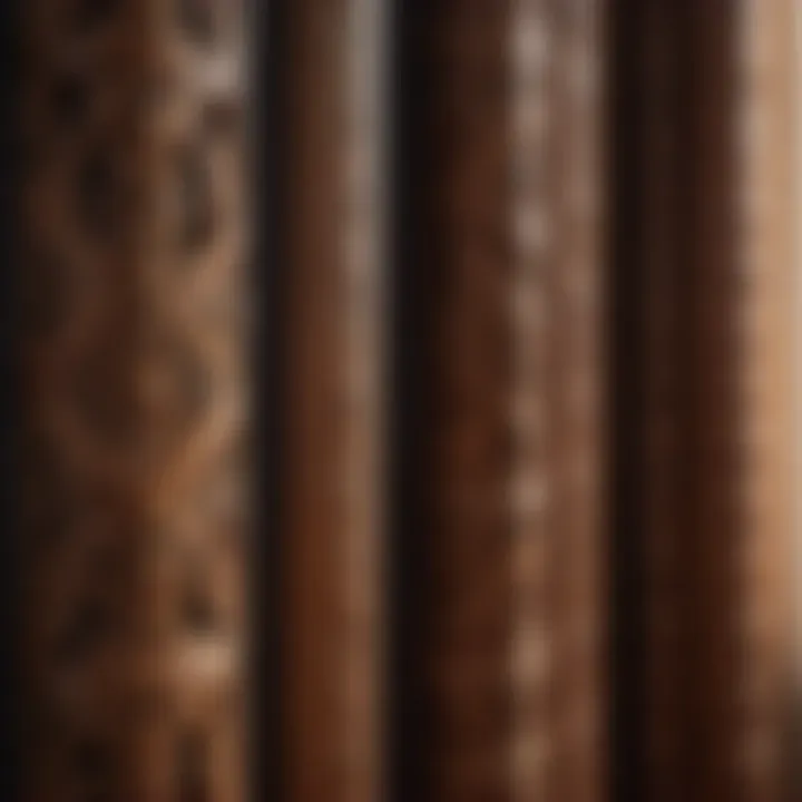 Sleek wooden curtain rods with intricate carvings