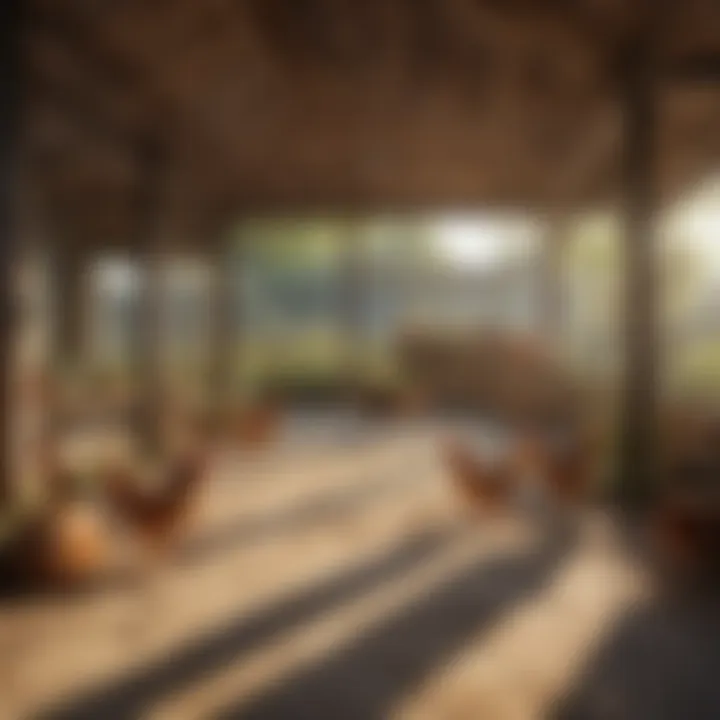 A spacious chicken run with optimal space for chickens to roam freely