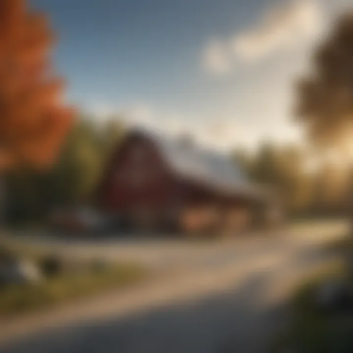 A scenic view of different locations with varying terrains that influence the cost of building a pole barn garage.