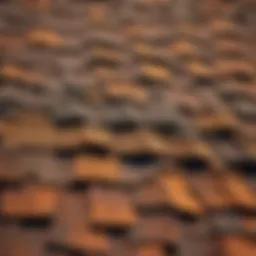 Weathered asphalt shingle roof under the sun