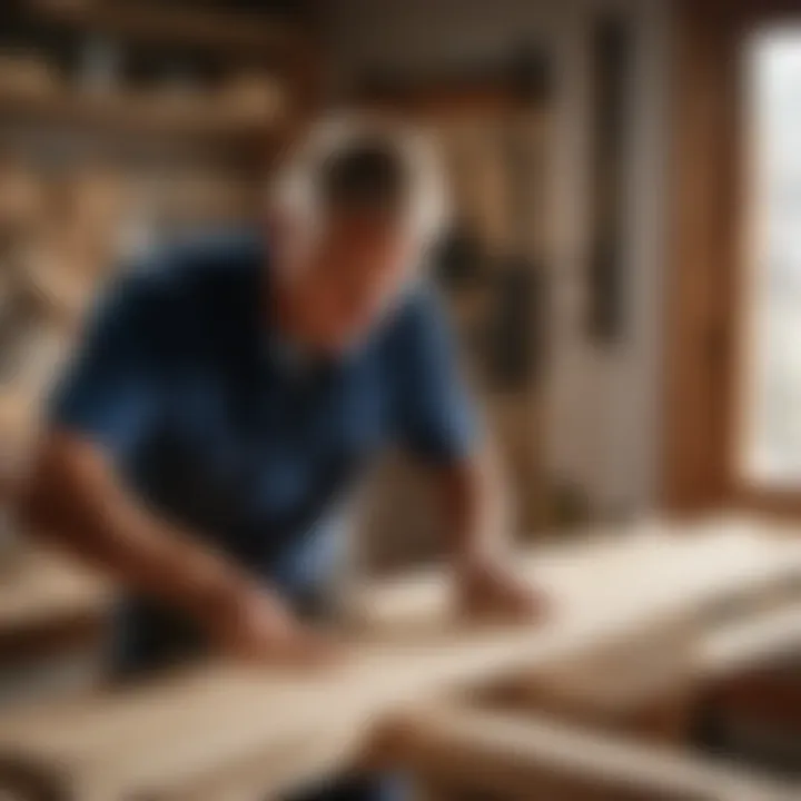 Expert carpenter installing newly crafted rake board