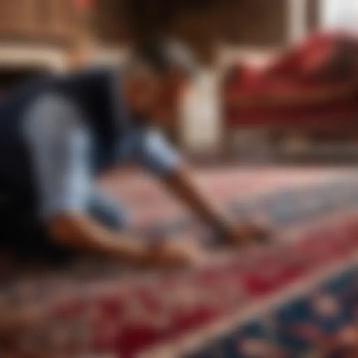 Expert inspecting the cleanliness of a Turkish rug