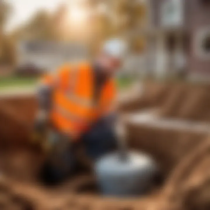 Professional septic system technician at work