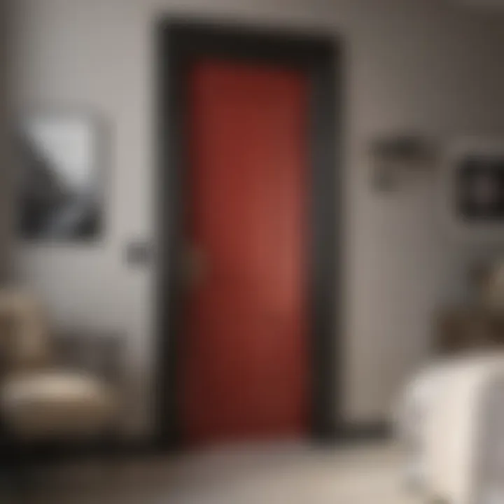 Vibrant interior door contrasting with neutral walls