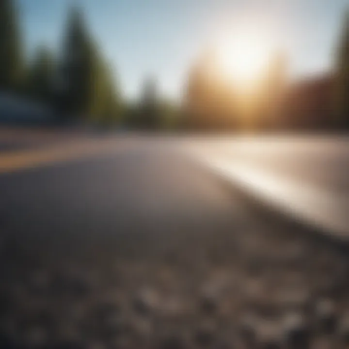 Detailed shot of finished hot asphalt road