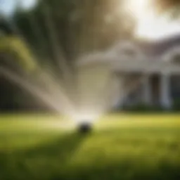 Lush green lawn with in-ground sprinkler system