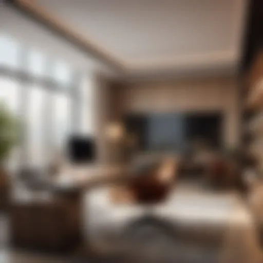 Elegant interior design office with sleek modern furniture