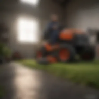 Maintenance Check for Lightweight Mowers A well-maintained lightweight mower being inspected for upkeep