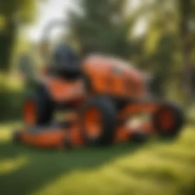 A variety of lightweight mowers displayed in an outdoor setting