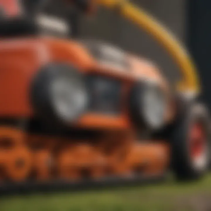 Close-up of lightweight mower controls highlighting user-friendly features