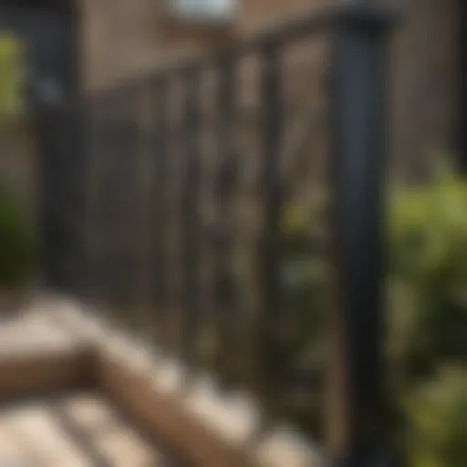 Elegant outdoor metal spindles integrated into a modern railing design
