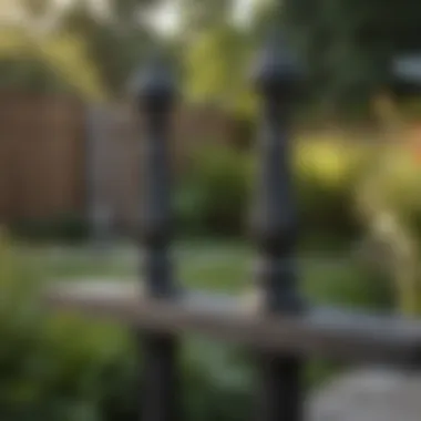 Installing Metal Spindles in the Backyard Installation of outdoor metal spindles in a backyard setting