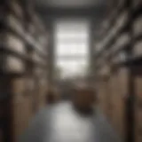Organized storage space showcasing various boxes