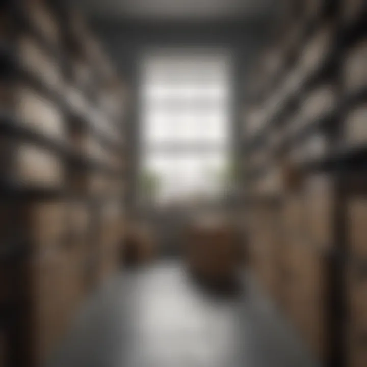Organized storage space showcasing various boxes