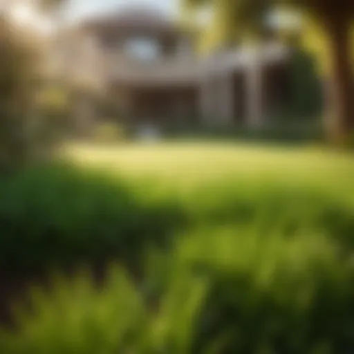 Lush green grass in shade