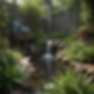 Components of a small hydro garden including water pumps and plant beds