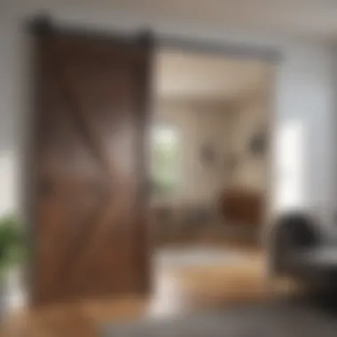 Modern sliding barn door in a contemporary home interior