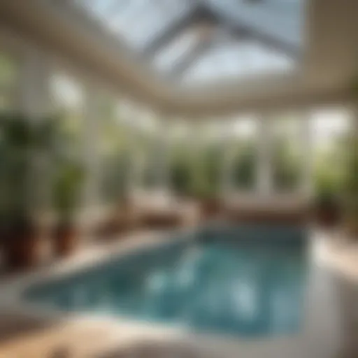 A luxurious sunroom featuring an endless pool, showcasing the seamless blend of indoor and outdoor spaces.