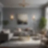 A serene living room showcasing Valspar Academy Gray on walls and furnishings, illustrating its calming effect.