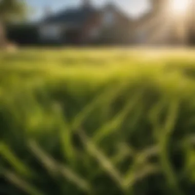 Fescue lawn under soft sunlight