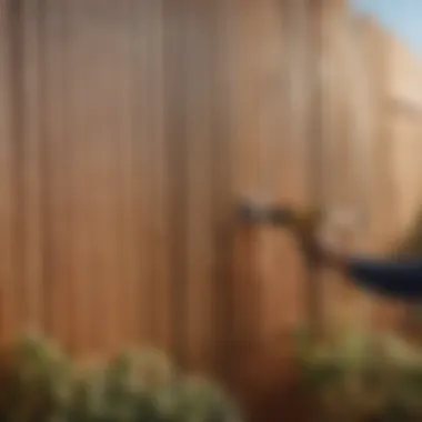 Final touches on a completed privacy fence