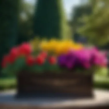 Elegant Flower Box Display Finished custom flower box in garden setting